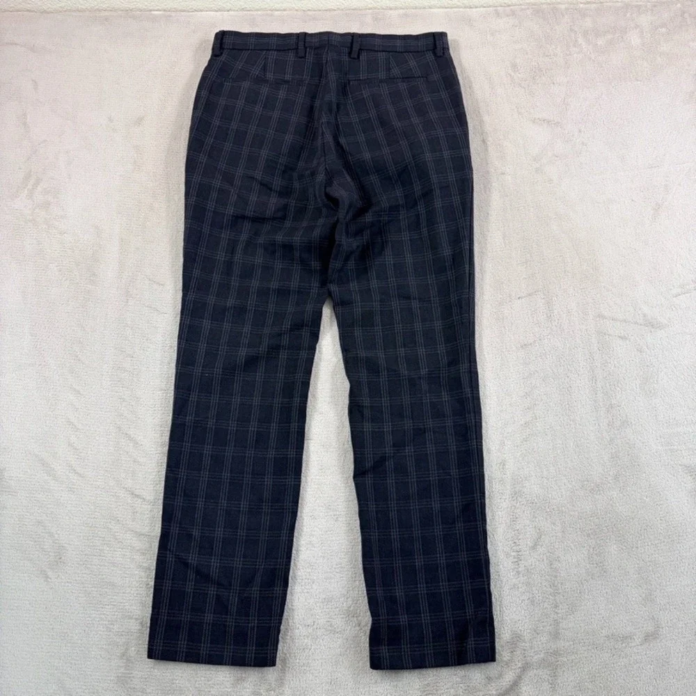 Banana Republic Slim Fit Trouser Pants in Black Plaid Wool Men 31x32 Fits 32x30